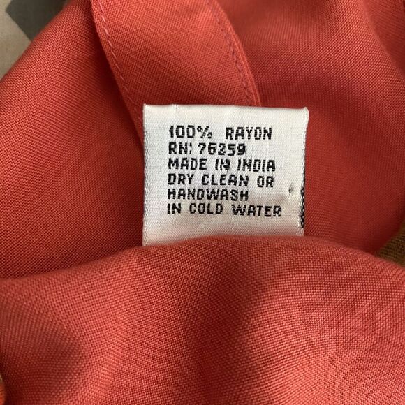 Nash Blouse Skirt Set Womens Large Coral Red Green Boho 90s Rayon Short Sleeve - Picture 7 of 7